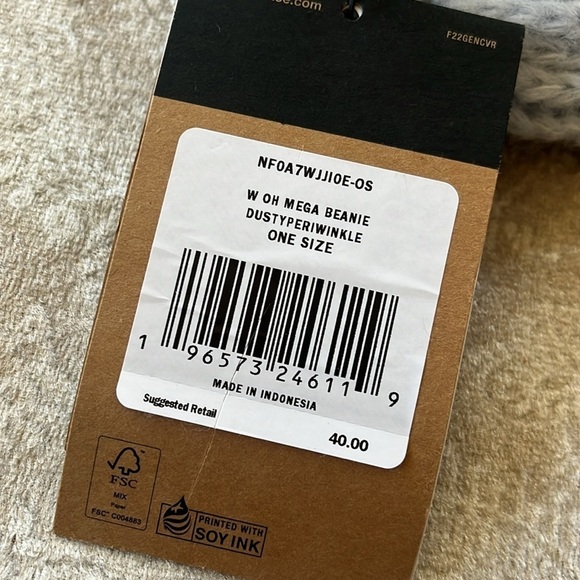 Brand New The North Face Oh Mega Beanie Chunky Cable Knit Dusty Periwinkle Hat - Picture 7 of 14